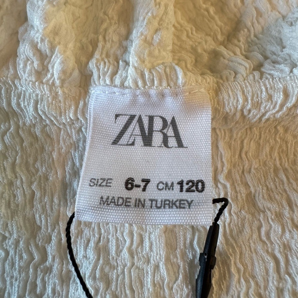 Zara Girls White Top Size 7 Fairy Coquette Crinkle Summer Spring - Picture 5 of 8